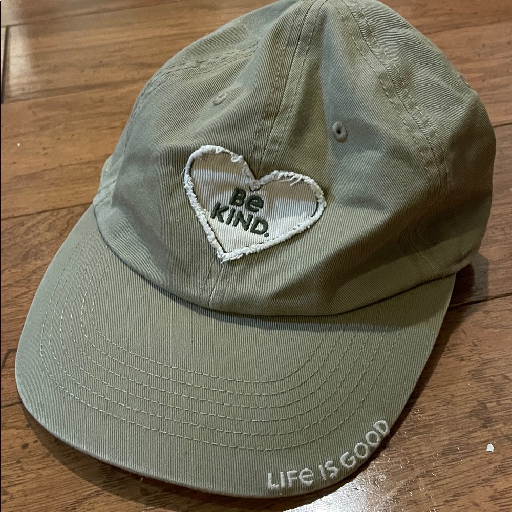Life Is Good Khaki Be Kind Heart Cap